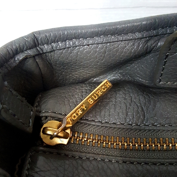 Tory Burch Leather Horsebit Satchel Crossbody Handbag Gray - Picture 10 of 16
